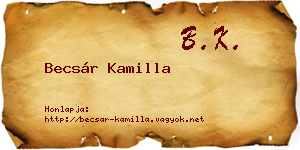 Becsár Kamilla névjegykártya